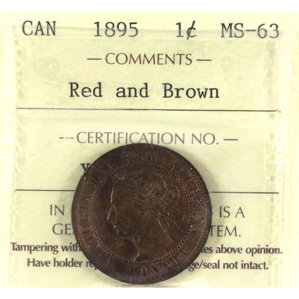 1-cent 1895 ICCS MS63 Red & Brown