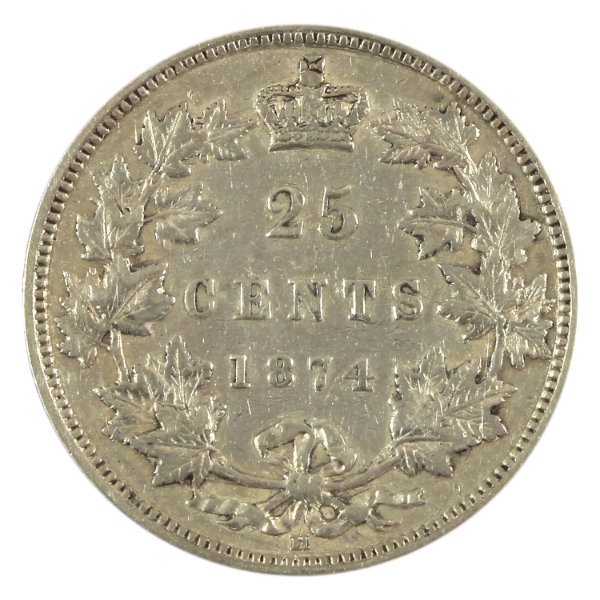 25-cent 1874H VF-EF