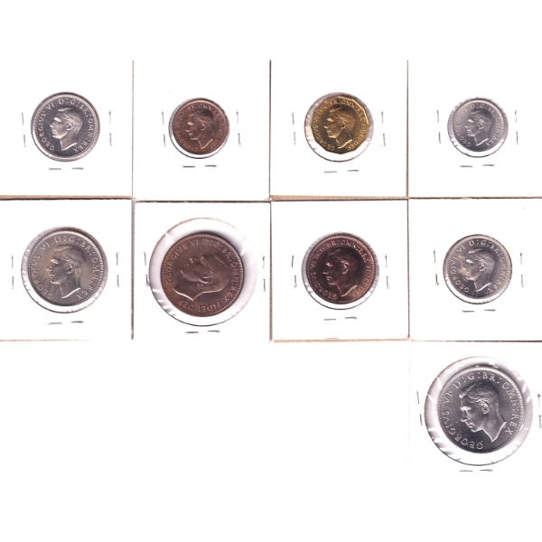 Bulk Lot of Great Britain 1951 Mixed Denomination Coins. 9pcs.