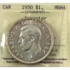 Image 1 : Silver $1 1950 Arnprior ICCS MS64