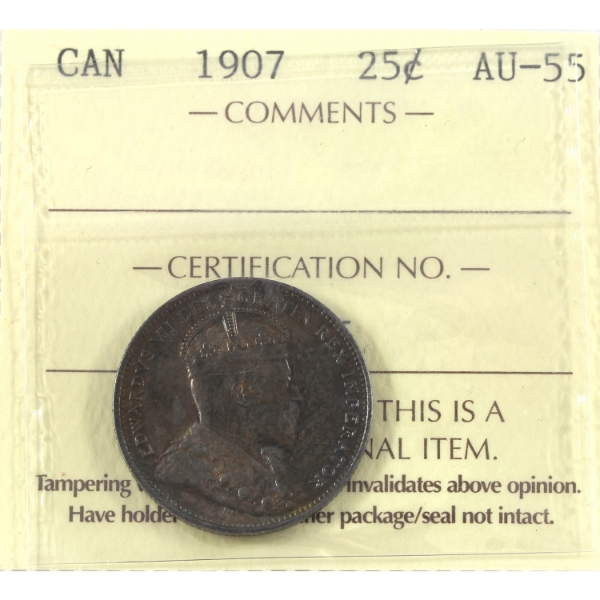 25-cent 1907 ICCS AU55