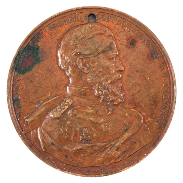 German Empire-Prussia 1888 Copper Medallion Friedrich III Visit to Italy