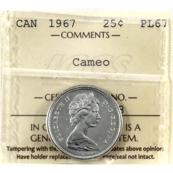 25-cent 1967 ICCS PL67 Cameo
