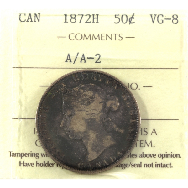50-cent 1872H A/A-2 ICCS VG8
