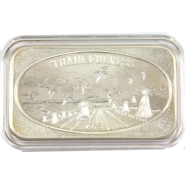 1oz United States Silver Corporation 1973 Thankfulness .999+ Silver Art Bar (Tax Exempt)