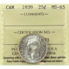 Image 1 : 25-cent 1939 ICCS MS65