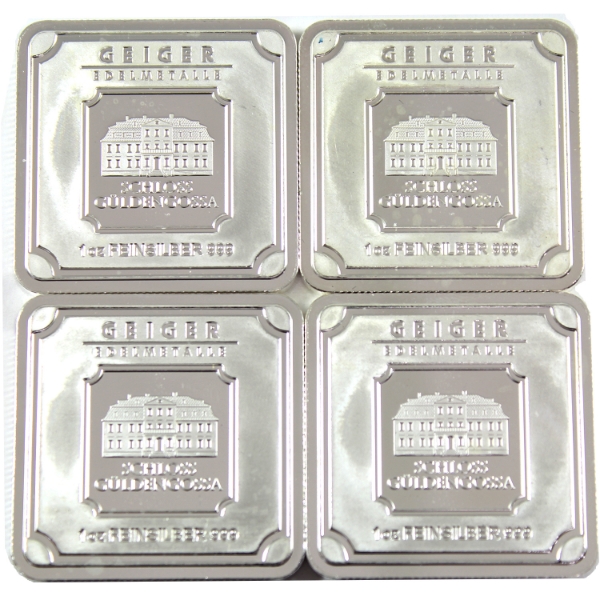 1oz Geiger Edelmetalle 2 Consecutive Pairs of .999 Fine Silver Bars. 4pcs. (Tax Exempt)