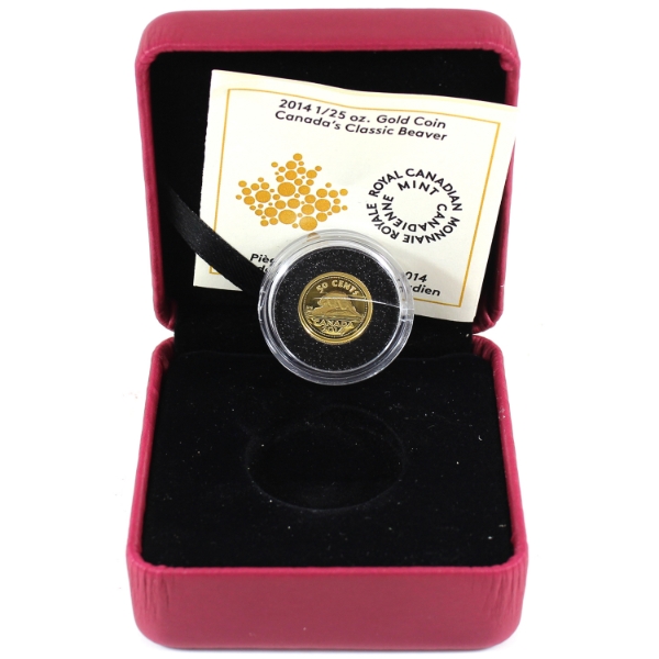 2014 50-cent Canada's Classic Beaver 1/25oz .9999 Pure Gold Coin (Tax Exempt)