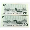 Image 1 : BC-58d 1991 $20 Consecutive UNC or Better Knight-Dodge Banknotes. SN: EYA0163334, & "35. 2pcs.
