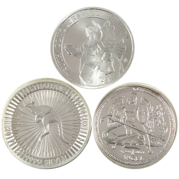 3x 1oz World 2014-2022 Assorted .999 Fine Silver Rounds. 3pcs. (Tax Exempt)