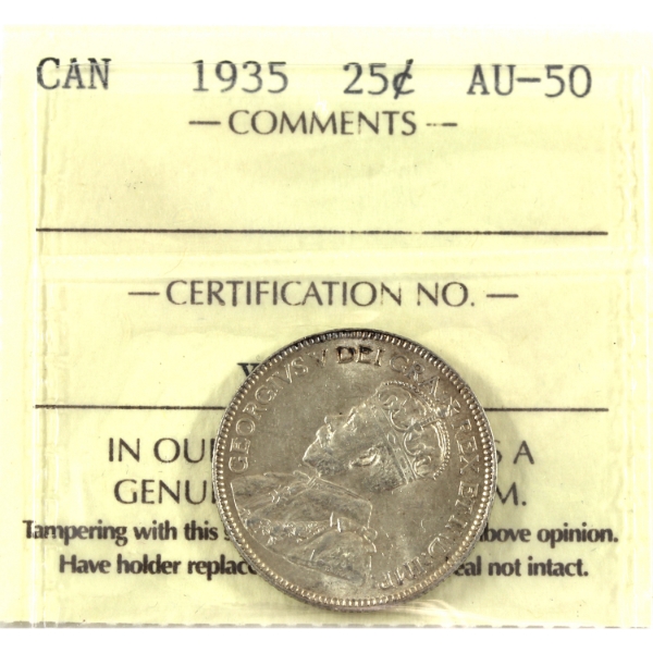 25-cent 1935 ICCS AU50