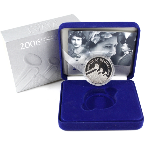 Great Britain 2006 £5 Queen Elizabeth II 80th Birthday Sterling Silver Proof Crown