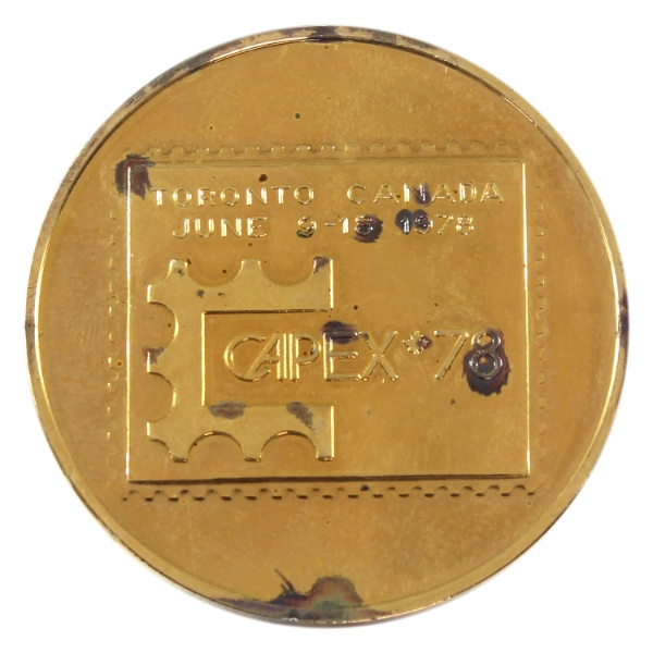 Canada 1978 CapEx '78 Medallion 1oz-Gold Plated Fine Silver, 38mm (Tax Exempt)