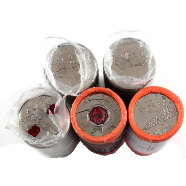 2004-2015 25-cent Rolls of 40pcs. 5 Rolls.