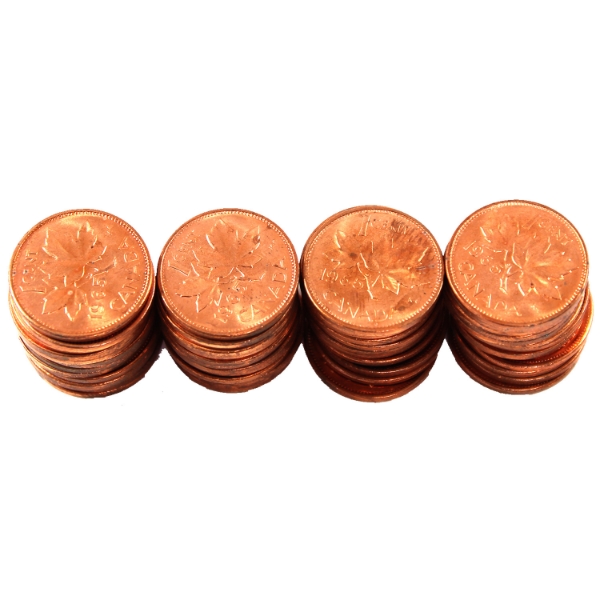 Roll 1-cent 1965 Variety 1 SB P5 in Plastic Tube of 50pcs. 
