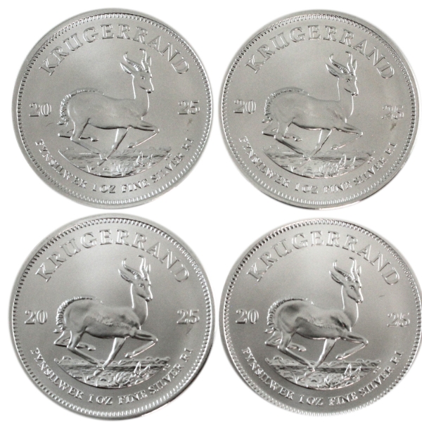 1oz South Africa 2025 Krugerrand .999 Silver Coin. 4pcs. (Tax Exempt)