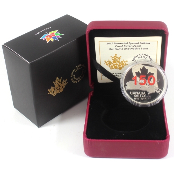 2017 $1 Our Home & Native Land SE Red Enamel Proof Silver Dollar (Tax Exempt)