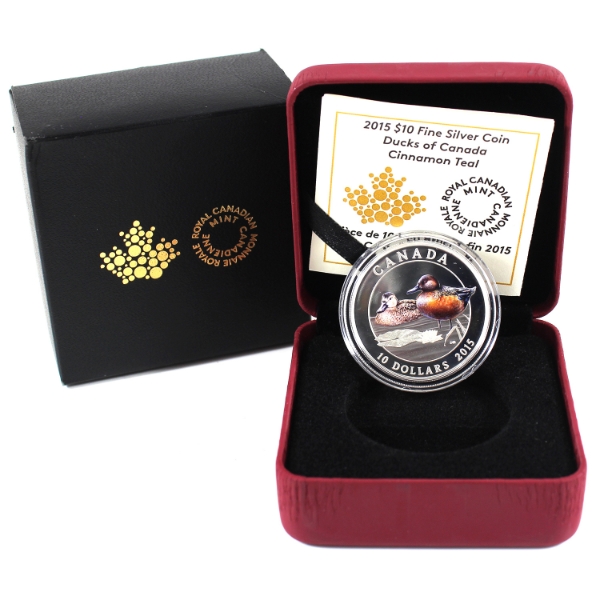 2015 $10 Ducks of Canada - Cinnamon Teal Fine Silver Coin (Tax Exempt)