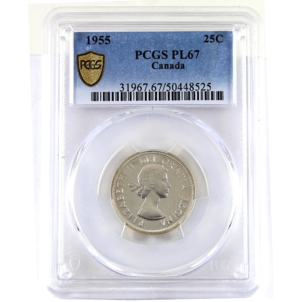 25-cent 1955 PCGS/ICCS PL67 Cameo