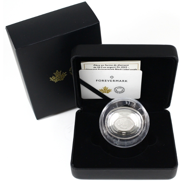 2023 $50 Forevermark Black Label Oval Diamond-Shaped Coin Fine Silver (Tax Exempt)