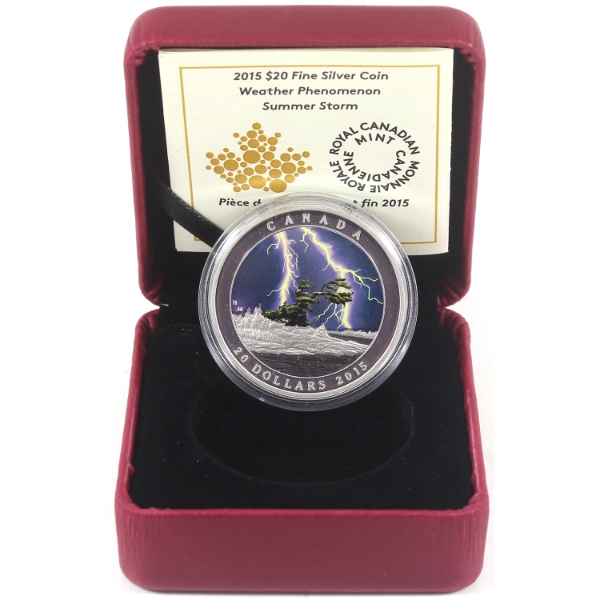 2015 $20 Weather Phenomenon - Summer Storm 1oz .9999 Fine Silver Coin (Tax Exempt)