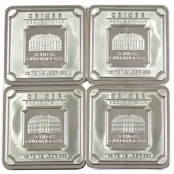 4x 1oz Geiger Edelmetalle 2 Consecutive Pairs .999 Fine Silver Bars. 4pcs. (Tax Exempt)