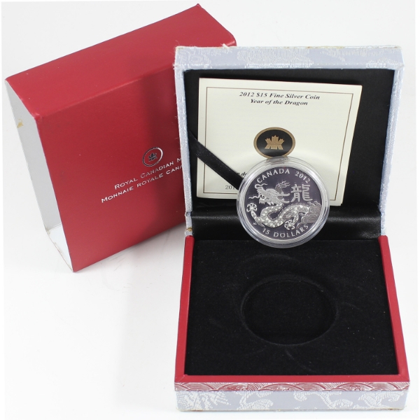 2012 $15 Zodiac Year of the Dragon Fine Silver (Tax Exempt)