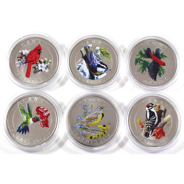 2007-2014 25-cent Birds of Canada. 6pcs