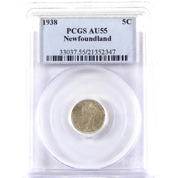 Newfoundland 5-cent 1938 PCGS AU55