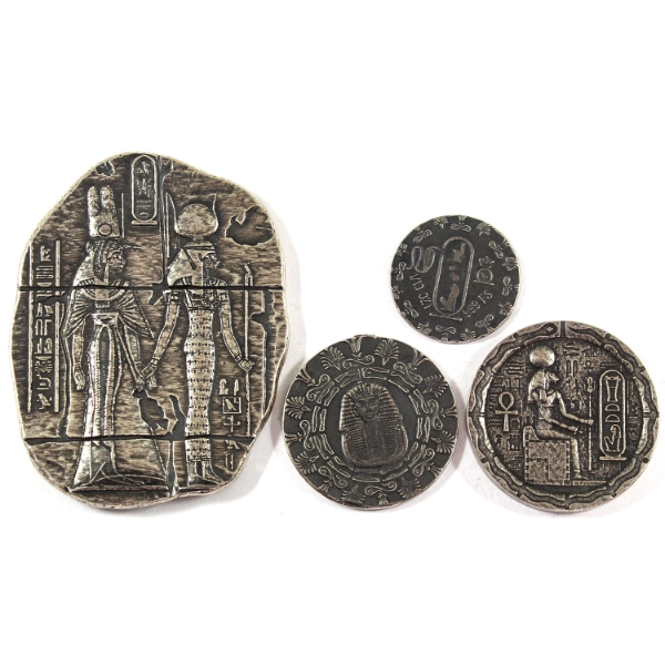 2.85oz Lot Total! Monarch Precious Metals Egyptian Series .999 Fine Silver Ignots. 4pcs.