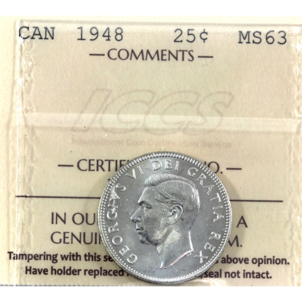 25-cent 1948 ICCS MS63
