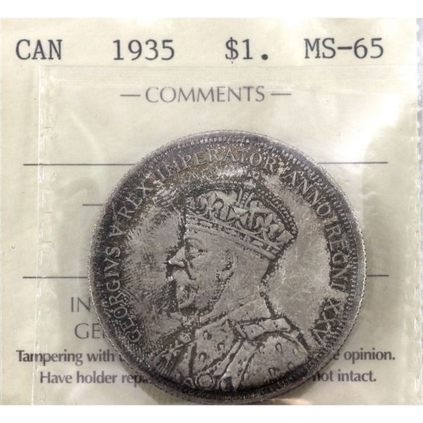 Silver $1 1935 ICCS MS65