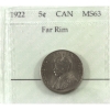 Image 1 : 5-cent 1922 Far Rim Prestige Certified MS63