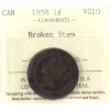 Image 1 : 1-cent 1858 Broken Stem, Broken Vine ICCS VG10