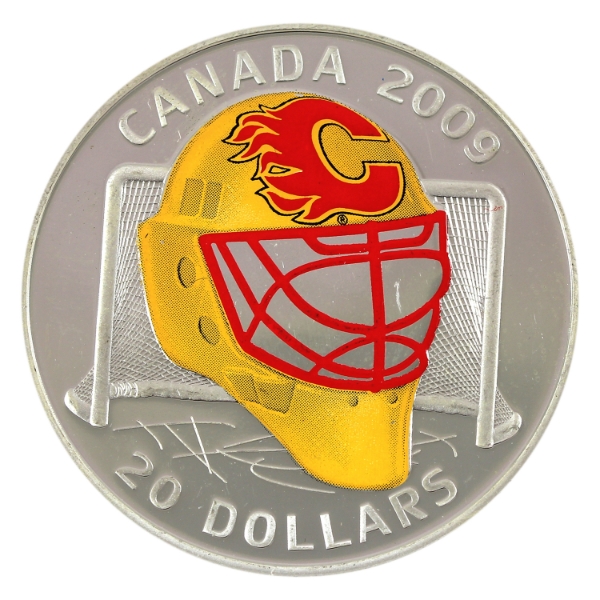 2009 $20 Calgary Flames Goalie Mask 27.78g Sterling Silver Coin
