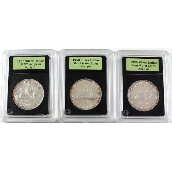 Silver $1 3x 1950 Standard, SWL, & 1.5 WL Arnprior. 3pcs