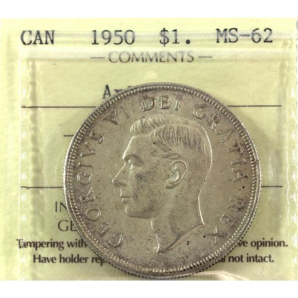 Silver $1 1950 Arnprior ICCS MS62