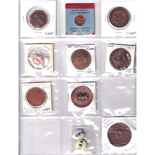 RCNA 1956 to 1969 Assorted Tokens & Memorabilia. 10pcs