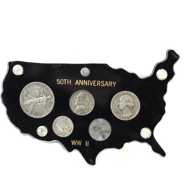USA 1942-1945 Coin Set in 50th Anniversary of WWII Plastic Holder