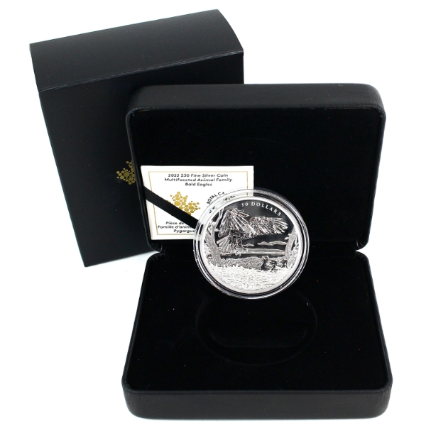 2022 $30 Multifaceted Animal Family - Bald Eagles 2oz .9999 Fine Silver Coin (Tax Exempt)