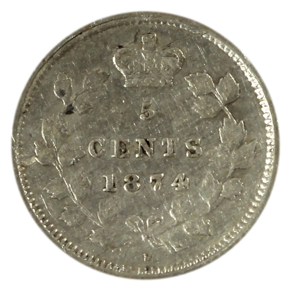 5-cent 1874H Crosslet 4 VF-EF