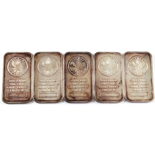 5x 1oz Vintage Sunshine Mint .999 Fine Silver Bars. 5pcs (Tax Exempt)