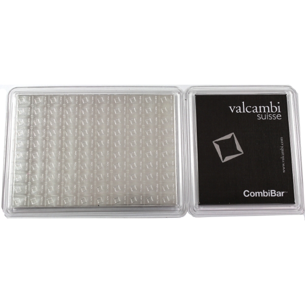 100x 1g Valcambi Suisse CombiBar .999 Fine Silver Bar Sheet Sealed in Original Holder (Tax Exempt)