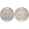 Image 1 : 2x 1.5oz 2016 & 2017 $8 Canadian Maple Leaves .9999 Fine Silver Coins. 2pcs. (Tax Exempt)