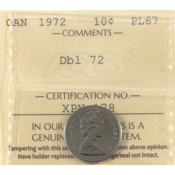 10-cent 1972 Double 72 ICCS PL67