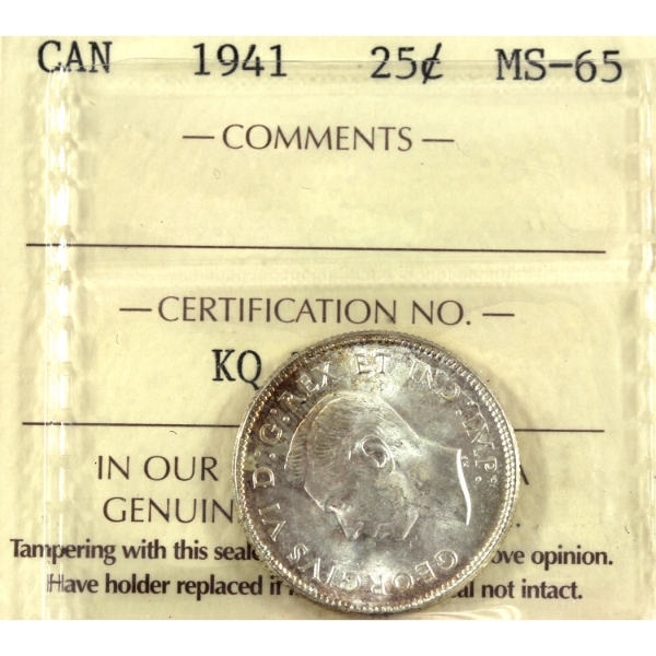 25-cent 1941 ICCS MS65
