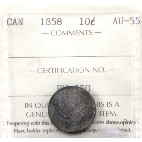 10-cent 1858 ICCS AU55