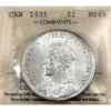 Image 1 : Silver $1 1935 Dbl XXV ICCS MS65