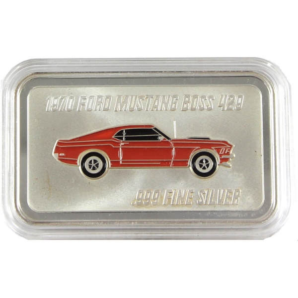 1oz 1970 Ford Mustang Boss 429 .999 Fine Silver Bar (Tax Exempt)