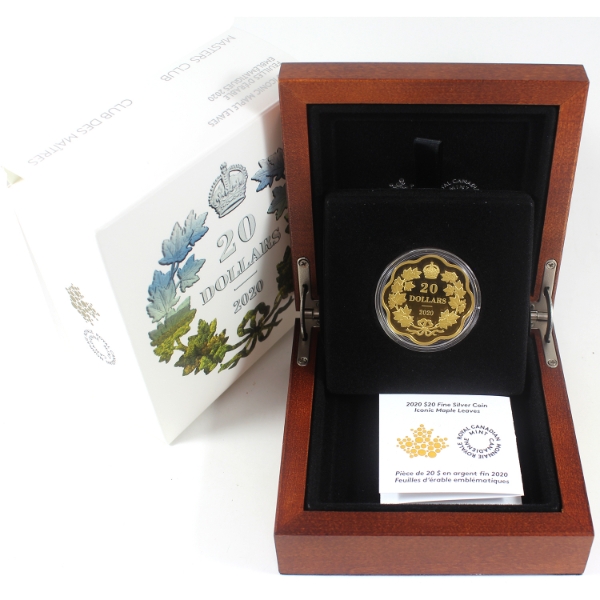 2020 $20 Iconic Maple Leaves .9999 Fine Silver Coin (Tax Exempt)